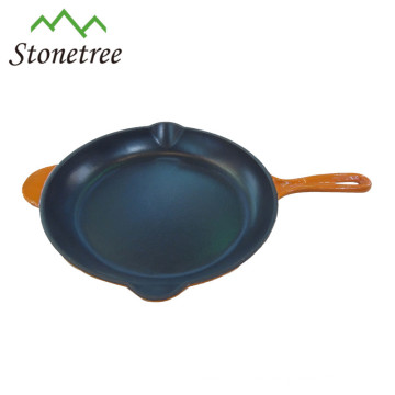 enamel coating square cast iron fry pan with pouring lip